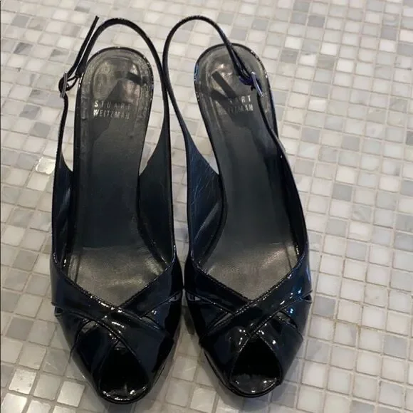 Stuart Weitzman Patent Leather Platform Slingback - Picture 2 of 7